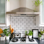 White and Black Kitchen with Backsplash