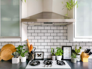 White and Black Kitchen with Backsplash