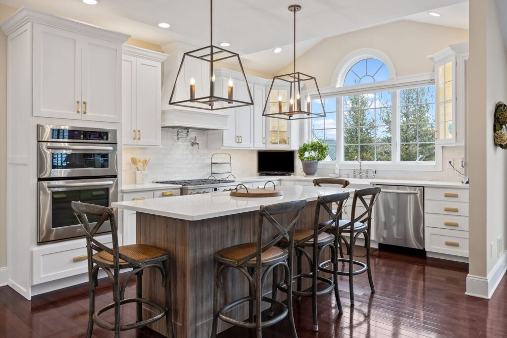 Kitchen cabinet refacing project with white Shaker doors in New Hope, PA