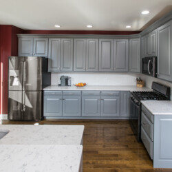 transitional grey kitchen